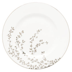 kate spade new york Gardener St Platinum Bone China 20cm Salad Plate, Silver/ White
